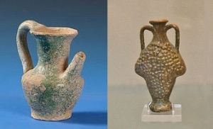 Roman glazed jar 200 AD and Syrian flask 1st century AD - source Wikipedia AdTigress