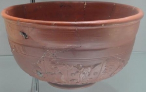 Samian ware bowl from French Gaul 2nd century AD found in Shropshire - Image courtesy of the Potteries Museum and art Gallery, Stoke-on-Trent