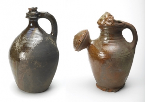 Tudor watering cans, left one having perforated base operated by thumb on top - &copy; Museum of London