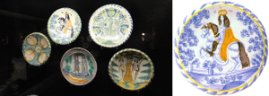 Blue dash chargers &ndash; group of five, Image courtesy of the Potteries Museum and Art Gallery, Stoke-on-Trent and William of Orange 1690 source web via nautarch