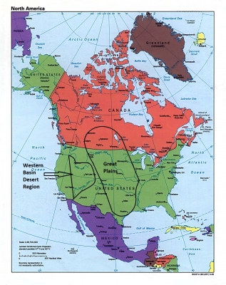 Map of North America - source CIA Maps