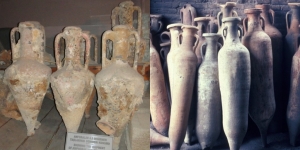 Roman Amphorae a) First Century AD for Fish Sauce b) 290 BC from a Shipwreck - sources Associated Press and Kyrenia Castle Museum