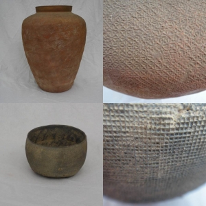 Warring States vessels with textile patterns - courtesy Glade Antiques