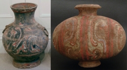 Western Han cold painted vessels 206 BC-8 AD - courtesy R&G McPherson Antiques