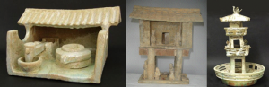 Han building models, watch tower, milling shed and house on columns - courtesy R&G McPherson Antiques