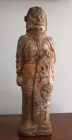 Northern Qi large tomb guardian, soldier in full armour - courtesy R&G McPherson Antiques