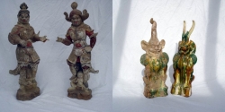 Tang tomb guardians, angry appearance to frighten evil spirits - courtesy Glade Antiques