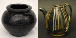 Sung blackware jar and ribbed ewer (glazed twice, once brown then black) - courtesy Glade Antiques and R&G McPherson Antiques