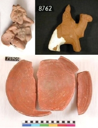 Dynasty 27, reclining man in &ldquo;Eastern style&rdquo;, man on camel &ndash; probably Scythian, and Syrian bowl UC8788, 8762 and 7590 - Copyright of the Petrie Museum of Egyptian Archaeology, UCL