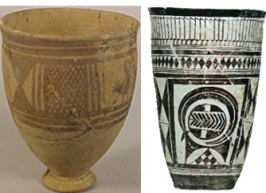 Persian Susa decorated cup, 4,000 BC - courtesy Milwaukee Public Museum and beaker, 3,800 BC source Victor Bryan