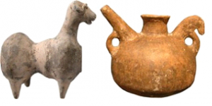 Persian Amlash ram figure 900 BC and Khurvin vessel with horse head handle 9/8 century BC - courtesy Milwaukee Public Museum