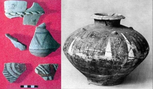 Djemdet Nasr painted sherds and pot, 3<sup>rd</sup> millennium BC - sources Dra Ana Vasques Hoys and National Museum of Iraq, Baghdad