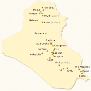 Map of ancient Mesopotamian cities - source Atlastours.net