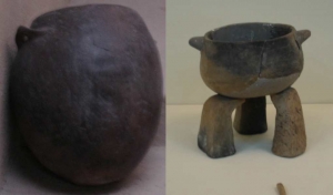Bag shaped pots and stand 7,400-6,000 BC - source, Museum of Anatolian Civilisations, Ankara
